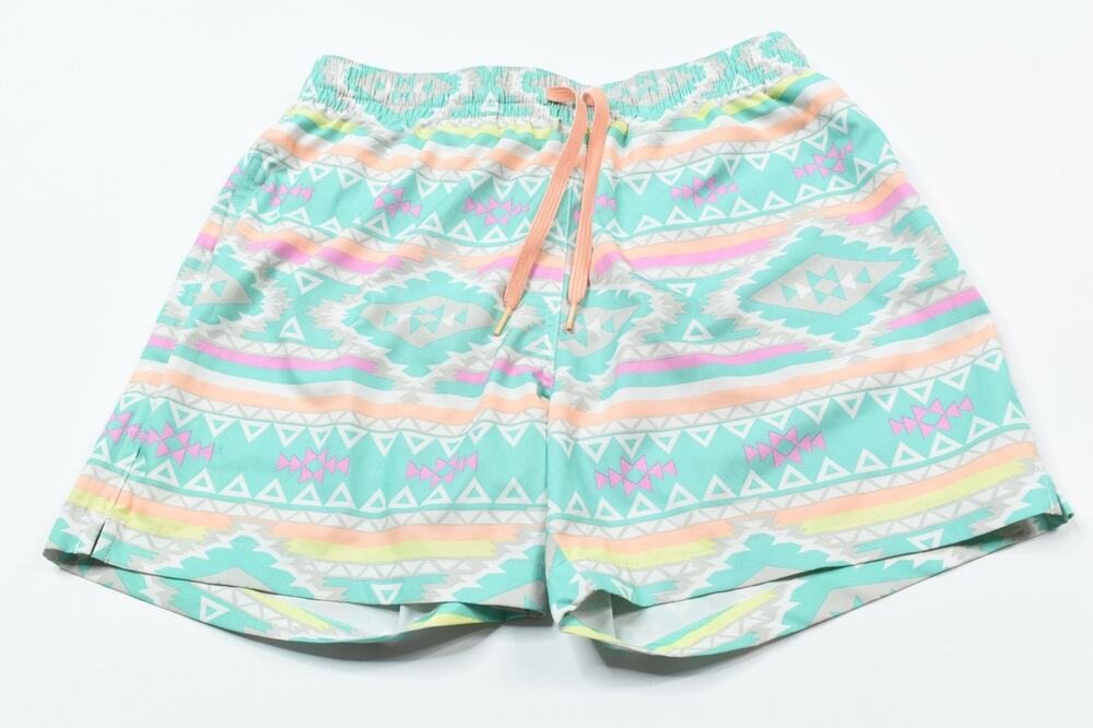 Chubbies En Fuego Swim Trunks Mens Medium Blue Mesh Lined Drawstring Beach